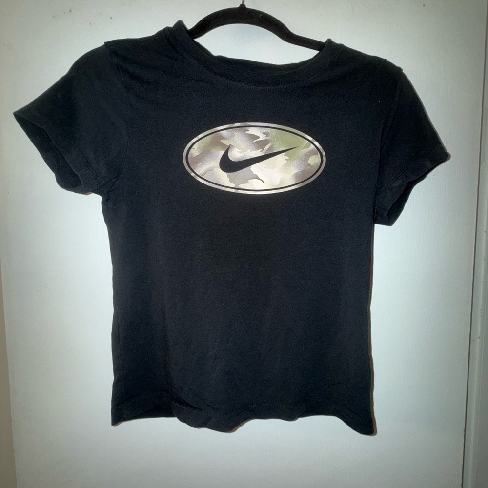 Nike Women's Black Tee with Camouflage Logo